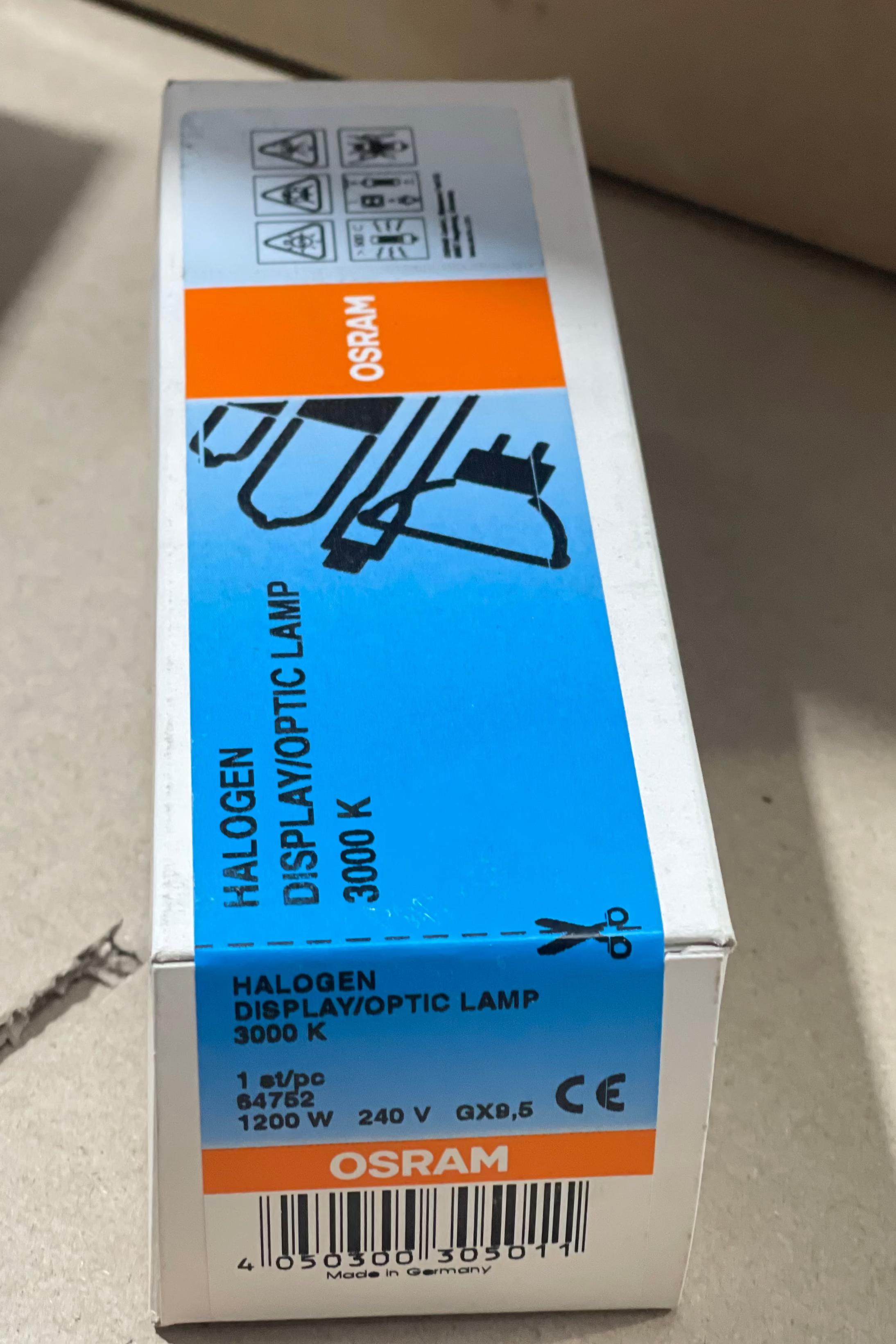 OSRAM 64752 – 1200W Halogen Lamp | GX9.5 Base | 3000K