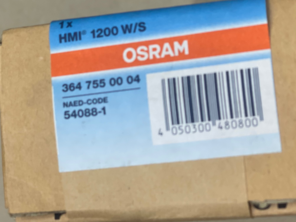 OSRAM HMI 1200W/S Metal Halide Lamp – G38 Base | 6000K Daylight