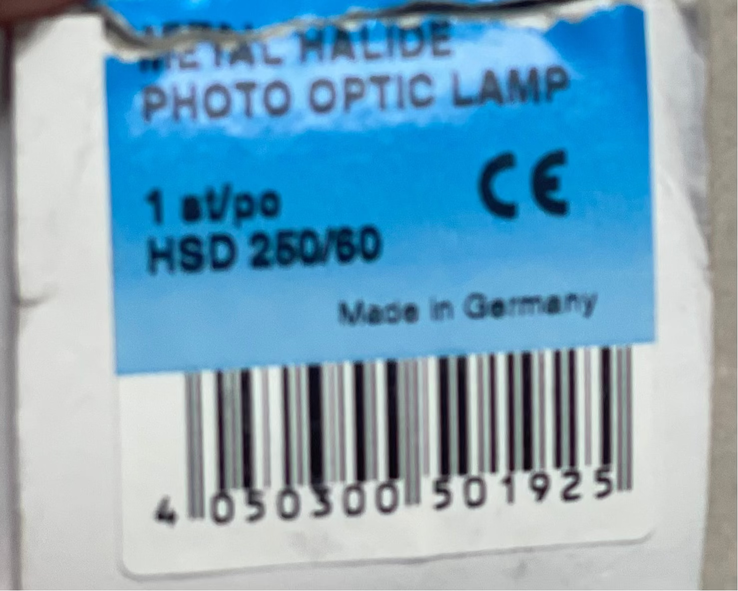 OSRAM HSD 250/60 – 250W Metal Halide Lamp | GY9.5 Base | 6000K